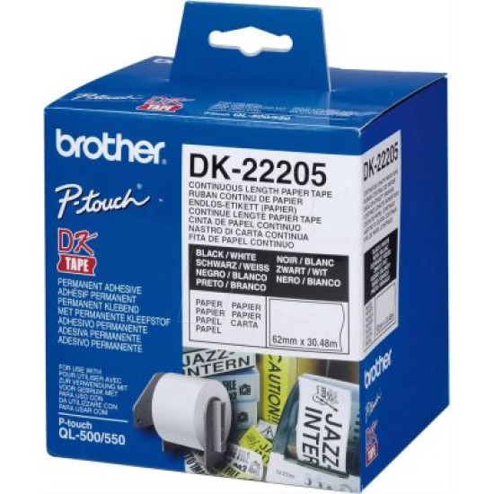 Brother DK-22205 Sürekli Etiket 62x30.48m - QL-550 / QL-560 / QL-570 T6398