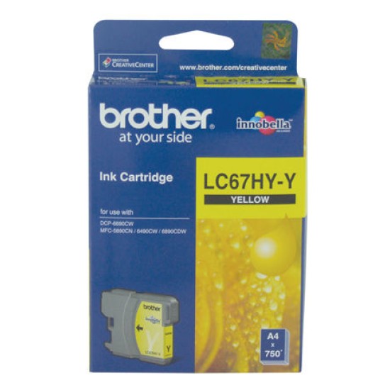 Brother LC67HY-Y Yüksek Kapasite Sarı Orjinal Kartuş - DCP585 / DCP6690CW T7345