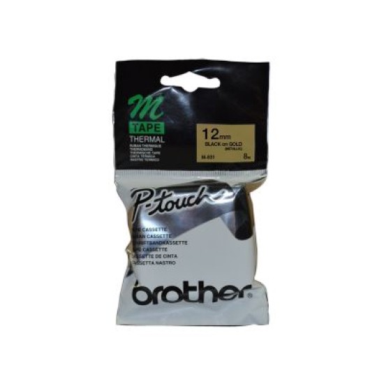 Brother M-831 Altın Üzerine Siyah P-Touch Etiket 12mm - PT-55 / PT-60 / PT-80 T6249 Brother M-831 Altın Üzerine Siyah P-Touch Etiket 12mm - PT-55 / PT-60 / PT-80 T6249