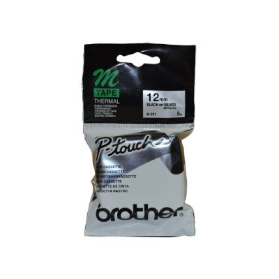 Brother M-931 Gümüş Üzerine Siyah P-Touch Etiket 12mm - PT-55 / PT-60 / PT-80 T6251 Brother M-931 Gümüş Üzerine Siyah P-Touch Etiket 12mm - PT-55 / PT-60 / PT-80 T6251