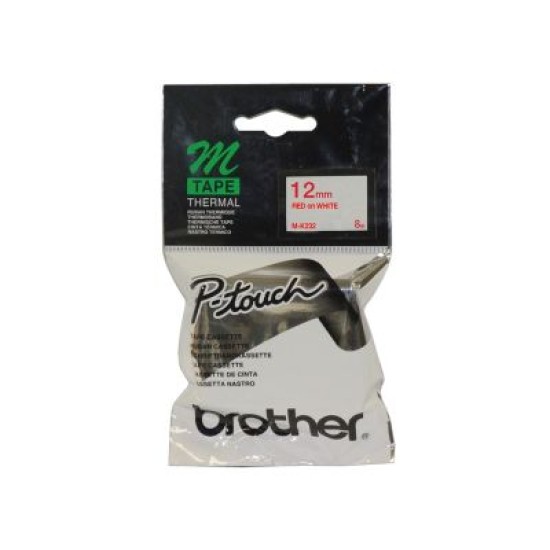 Brother M-K232 Beyaz Üzerine Kırmızı P-Touch Etiket 12mm - PT-55 / PT-60 / PT-80 T6224 Brother M-K232 Beyaz Üzerine Kırmızı P-Touch Etiket 12mm - PT-55 / PT-60 / PT-80 T6224