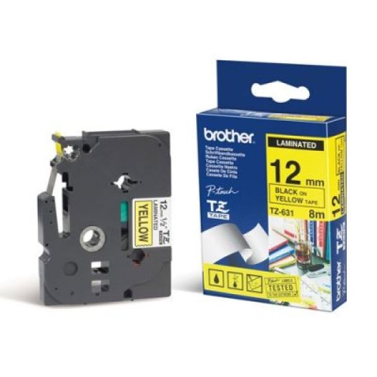 Brother TZ-631 TZ-Tape 12mm Sarı-Siyah Etiket Şeridi - PT-1280 / PT-1830 T6232 Brother TZ-631 TZ-Tape 12mm Sarı-Siyah Etiket Şeridi - PT-1280 / PT-1830 T6232