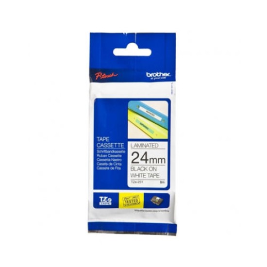 Brother TZE-251 24MM Beyaz Lamine Etiket T7526
