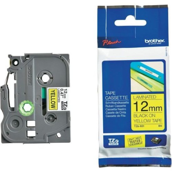 Brother TZE-631 12MM Siyah Lamine Etiket T7985 Brother TZE-631 12MM Siyah Lamine Etiket T7985
