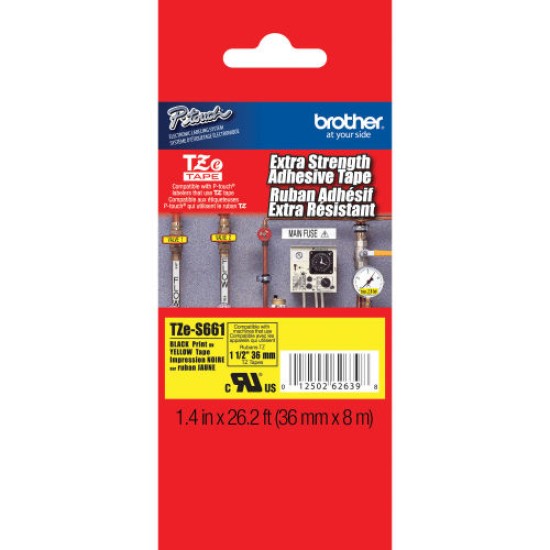 Brother TZE-S661 12MM Siyah Lamine Etiket T7988 Brother TZE-S661 12MM Siyah Lamine Etiket T7988