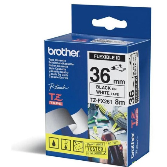 Brother TZe-FX261 Beyaz Üzerine Siyah Orjinal Etiket Şeridi 36mm x 8m - PT-3600 T15712 Brother TZe-FX261 Beyaz Üzerine Siyah Orjinal Etiket Şeridi 36mm x 8m - PT-3600 T15712