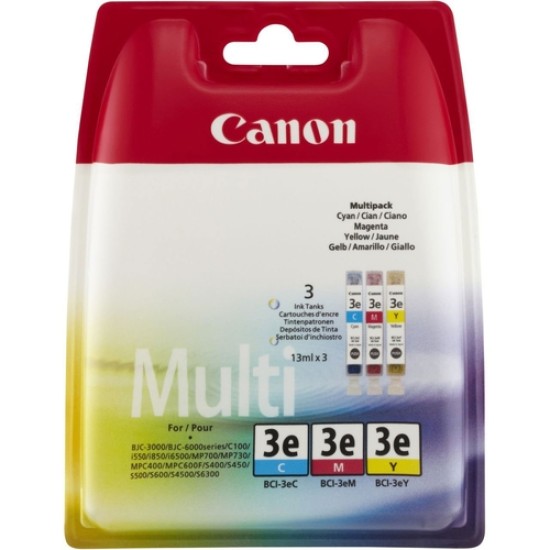 Canon BCI-3E CMY 4480A265 3'lü Paket Renkli Orjinal Kartuş - BJC3000 Canon BCI-3E CMY 4480A265 3'lü Paket Renkli Orjinal Kartuş - BJC3000