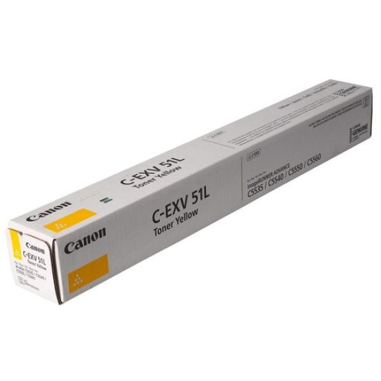 Canon C-EXV51L 0487C002 Sarı Orjinal Toner - IR-C5535i / IR-C5540i T13198 Canon C-EXV51L 0487C002 Sarı Orjinal Toner - IR-C5535i / IR-C5540i T13198