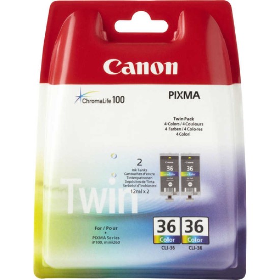 Canon CLI-36 1511B018 2li Paket Renkli Orjinal Kartuş - İP-100 Canon CLI-36 1511B018 2li Paket Renkli Orjinal Kartuş - İP-100