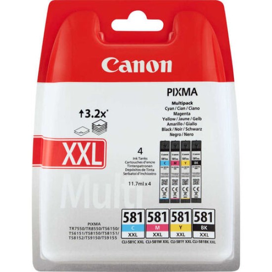 Canon CLI-581XXL 1998C005 Multipack 4'lü Set Orjinal Kartuş - TS6150 / TS6250 T12469