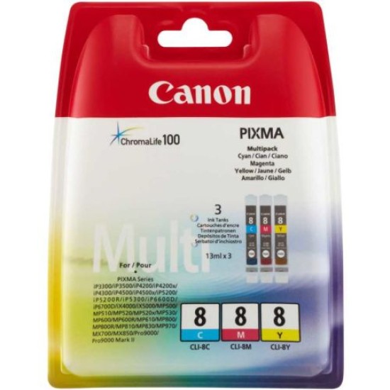 Canon CLI-8CMY 0621B029 Multipack Orjinal Kartuş - IP3300 / IP4200 T7829 Canon CLI-8CMY 0621B029 Multipack Orjinal Kartuş - IP3300 / IP4200 T7829