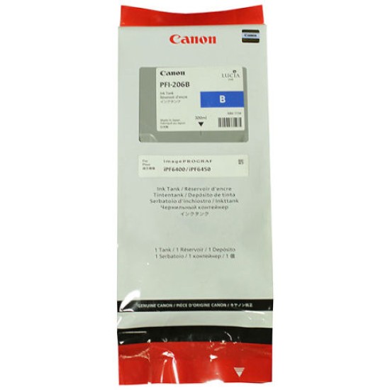 Canon PFI-206B 5311B001 Blue Mavi Orjinal Kartuş - iPF6400 / iPF6450 T7461 Canon PFI-206B 5311B001 Blue Mavi Orjinal Kartuş - iPF6400 / iPF6450 T7461