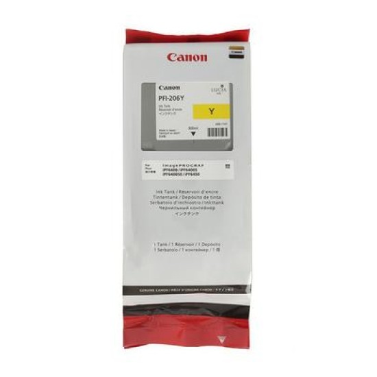 Canon PFI-206Y 5306B001 Sarı Orjinal Kartuş - iPF6400 / iPF6450 T10056 Canon PFI-206Y 5306B001 Sarı Orjinal Kartuş - iPF6400 / iPF6450 T10056