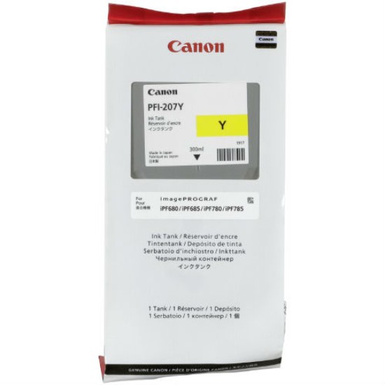 Canon PFI-207Y 8792B001 Sarı Orjinal Kartuş - İPF680 / İPF685 T6714 Canon PFI-207Y 8792B001 Sarı Orjinal Kartuş - İPF680 / İPF685 T6714