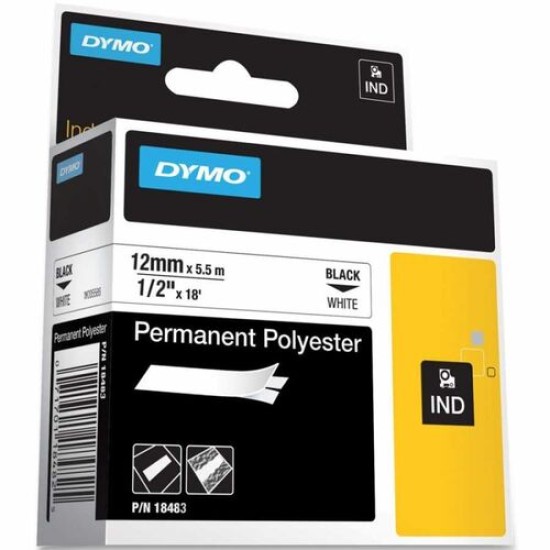 Dymo 18483 Beyaz-Siyah Rhinopro Sabit Polyester Orjinal Şerit 12mm x 5.5m T16295 Dymo 18483 Beyaz-Siyah Rhinopro Sabit Polyester Orjinal Şerit 12mm x 5.5m T16295