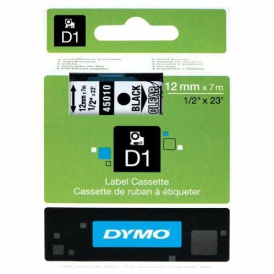 Dymo 45010 Şeffaf Üzerine Siyah Etiket Şeridi T15869 Dymo 45010 Şeffaf Üzerine Siyah Etiket Şeridi T15869