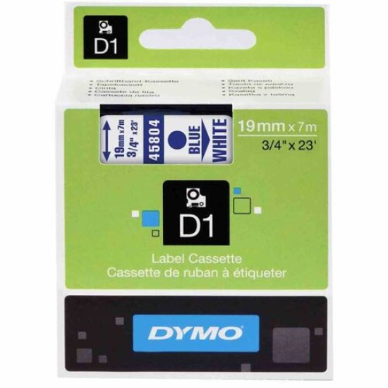 Dymo 45804 D1 Beyaz-Mavi Yedek Şerit 19mm x 7m T16350 Dymo 45804 D1 Beyaz-Mavi Yedek Şerit 19mm x 7m T16350