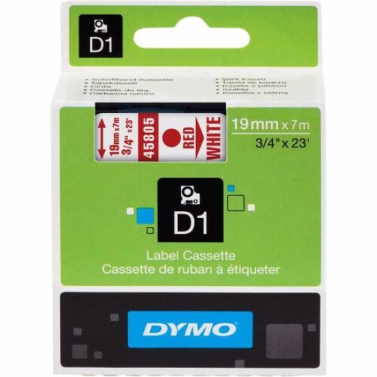 Dymo 45805 Beyaz Kırmızı D1 Yedek Şerit 19mm x 7mt - S0720850 T16337 Dymo 45805 Beyaz Kırmızı D1 Yedek Şerit 19mm x 7mt - S0720850 T16337