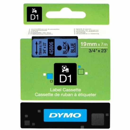 Dymo 45806 D1 Mavi Siyah Yedek Şerit 19mm x 7m T16353 Dymo 45806 D1 Mavi Siyah Yedek Şerit 19mm x 7m T16353