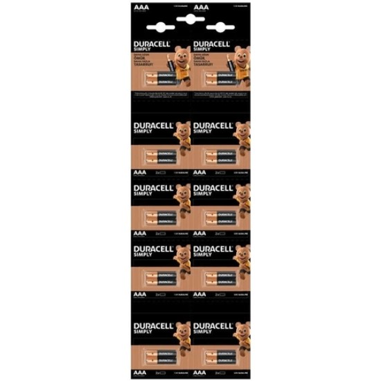 Duracell AAA İnce Kalem Pil 20'Li Paket 1.5 V
