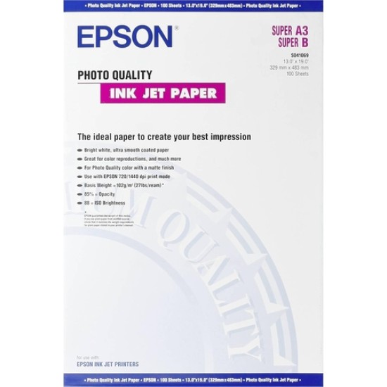 Epson C13S041069 A3+ Photo Quality Ink Jet Kağıt Epson C13S041069 A3+ Photo Quality Ink Jet Kağıt