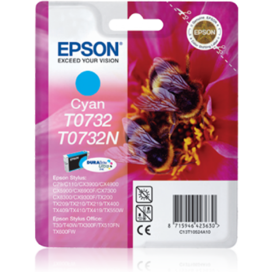 Epson C13T10524A10 T0732 Mavi Orjinal Kartuş - TX105 / TX110 T6940 Epson C13T10524A10 T0732 Mavi Orjinal Kartuş - TX105 / TX110 T6940