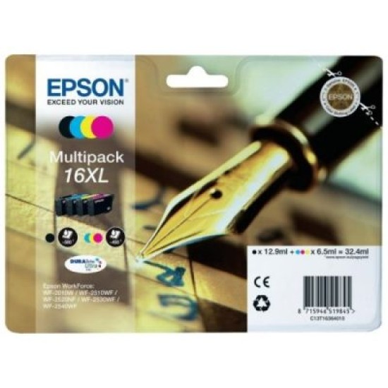 Epson C13T16364020 16XL 4lü Set Orjinal Kartuş - WF-2010 T1569 Epson C13T16364020 16XL 4lü Set Orjinal Kartuş - WF-2010 T1569