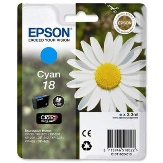 Epson C13T18024020 18 Mavi Orjinal Kartuş - XP-202 T2923 Epson C13T18024020 18 Mavi Orjinal Kartuş - XP-202 T2923