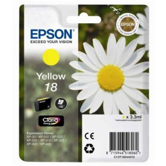Epson C13T18044020 18 Sarı Orjinal Kartuş - XP-202 T2018 Epson C13T18044020 18 Sarı Orjinal Kartuş - XP-202 T2018