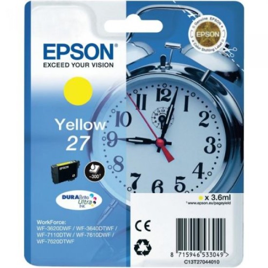 Epson C13T27044020 27 Sarı Orjinal Kartuş - WF-3620 T7441 Epson C13T27044020 27 Sarı Orjinal Kartuş - WF-3620 T7441