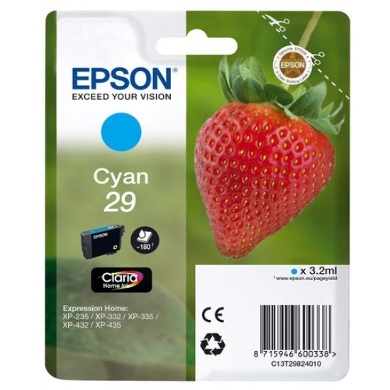 Epson C13T29824022 T2982 Mavi Orjinal Kartuş - XP-235 / XP-435 T14921 Epson C13T29824022 T2982 Mavi Orjinal Kartuş - XP-235 / XP-435 T14921