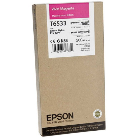 Epson C13T653300 T6533 Açık Kırmızı Orjinal Kartuş - Stylus Pro 4900 T2371 Epson C13T653300 T6533 Açık Kırmızı Orjinal Kartuş - Stylus Pro 4900 T2371