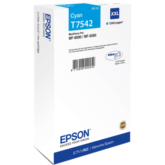 Epson C13T754240 T7542 Mavi Orjinal Kartuş - WF-8090 / WF-8590 T16120