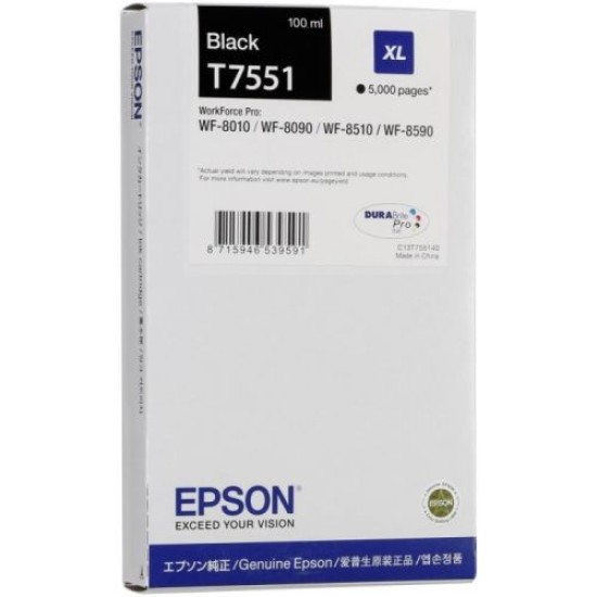 Epson C13T75514010 T7551XL Orjinal Siyah Kartuş - WF-8010DW / WF-8090 T11054 Epson C13T75514010 T7551XL Orjinal Siyah Kartuş - WF-8010DW / WF-8090 T11054