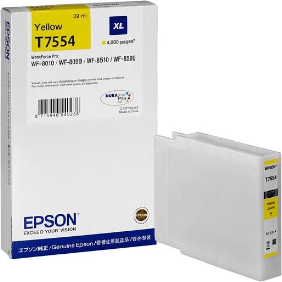 Epson C13T755440 T7554XL Orjinal Sarı Kartuş - WF-8010DW / WF-8090 T12316 Epson C13T755440 T7554XL Orjinal Sarı Kartuş - WF-8010DW / WF-8090 T12316