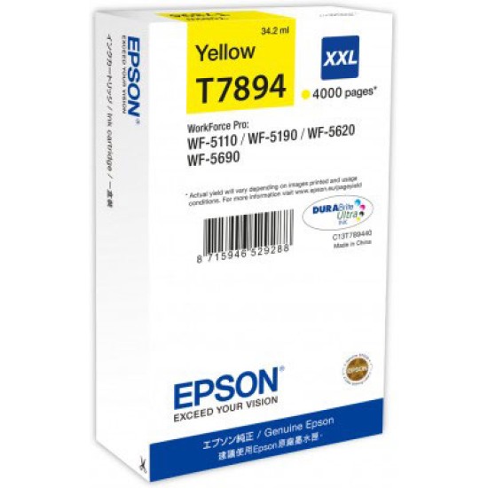 Epson C13T789440 T7894 Sarı Orjinal Kartuş - WF-5110 / WF-5190 T6672 Epson C13T789440 T7894 Sarı Orjinal Kartuş - WF-5110 / WF-5190 T6672