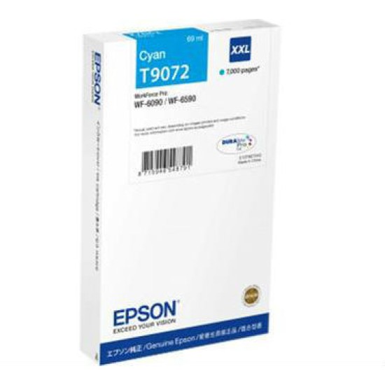 Epson C13T907240 T9072 XXL Mavi Orjinal Kartuş - WF-6090 / WF-6590 T7228 Epson C13T907240 T9072 XXL Mavi Orjinal Kartuş - WF-6090 / WF-6590 T7228