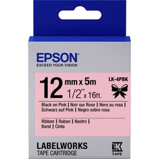 Epson C53S654013 LK-4PBK Pembe Üzerine Siyah Orjinal Etiket Şeridi - LW-400 T11363 Epson C53S654013 LK-4PBK Pembe Üzerine Siyah Orjinal Etiket Şeridi - LW-400 T11363