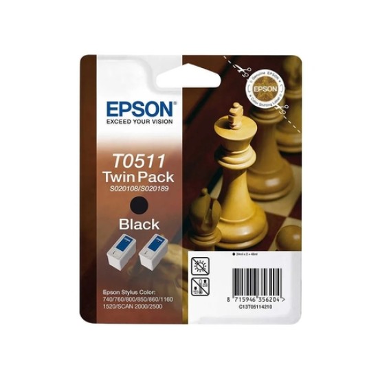 Epson T0511 C13T05114220 2Li Paket Siyah Orjinal Kartuş - Stylus Color 1160 Epson T0511 C13T05114220 2Li Paket Siyah Orjinal Kartuş - Stylus Color 1160