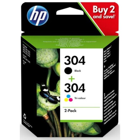 HP 3JB05AE 304 Siyah+Renkli İkili Paket Orjinal Kartuş - DeskJet 2620 / 2621 T12881 HP 3JB05AE 304 Siyah+Renkli İkili Paket Orjinal Kartuş - DeskJet 2620 / 2621 T12881