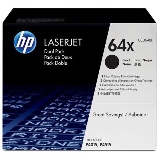 HP CC364XD 64XD İkili Paket Siyah Orjinal Toner - LaserJet P4015 T12887 HP CC364XD 64XD İkili Paket Siyah Orjinal Toner - LaserJet P4015 T12887