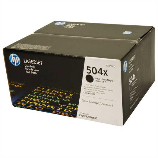 HP CE250XD 504X İkili Paket Siyah Orjinal Toner Yüksek Kapasite - Laserjet CP3525 / CM3530 T12885 HP CE250XD 504X İkili Paket Siyah Orjinal Toner Yüksek Kapasite - Laserjet CP3525 / CM3530 T12885