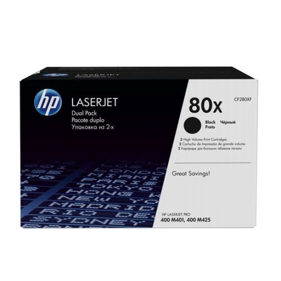HP CF280XF 80X İkili Paket Orjinal Toner - LaserJet M401 / M425 T13072 HP CF280XF 80X İkili Paket Orjinal Toner - LaserJet M401 / M425 T13072