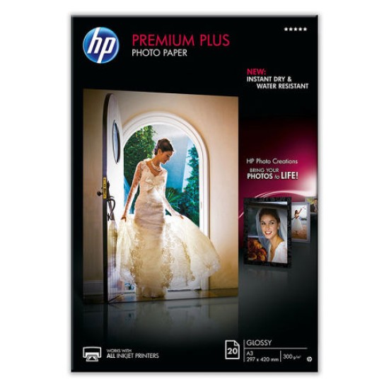 HP CR675A Premium Plus Parlak Fotoğraf Kağıdı, 20 yaprak/A3/297 x 420 mm T7636 HP CR675A Premium Plus Parlak Fotoğraf Kağıdı, 20 yaprak/A3/297 x 420 mm T7636