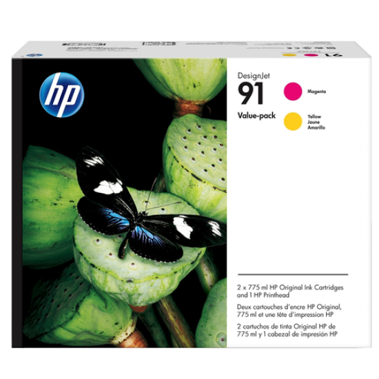 HP P2V36A 91 Sarı-Kırmızı İkili Paket Orjinal Baskı Kafası - Designjet Z6100 T12942