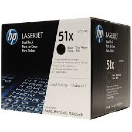 HP Q7551XD 51X Siyah 2li Paket Orjinal Toner - LaserJet 3005 T4554 HP Q7551XD 51X Siyah 2li Paket Orjinal Toner - LaserJet 3005 T4554