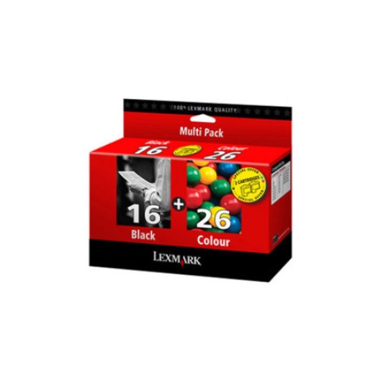 Lexmark 16+26 Siyah + Renkli Orjinal Kartuş 2li Paket - X74 / X1110 T7573 Lexmark 16+26 Siyah + Renkli Orjinal Kartuş 2li Paket - X74 / X1110 T7573