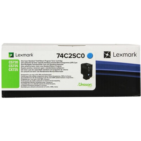 Lexmark 74C2SC0 Mavi Orjinal Toner - CS720 / CX725 Lexmark 74C2SC0 Mavi Orjinal Toner - CS720 / CX725