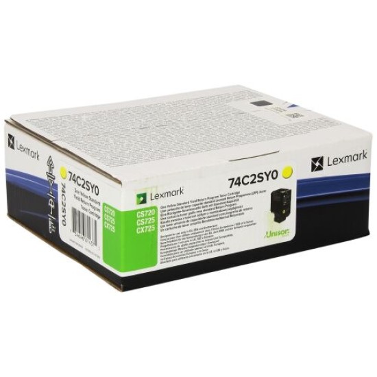 Lexmark 74C2SY0 Sarı Orjinal Toner - CS720 / CX725 Lexmark 74C2SY0 Sarı Orjinal Toner - CS720 / CX725