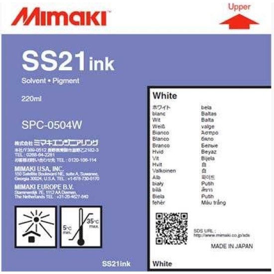 Mimaki SPC-0504W SS21 Beyaz Orjinal Solvent Mürekkep Kartuşu 220 Ml T10436 Mimaki SPC-0504W SS21 Beyaz Orjinal Solvent Mürekkep Kartuşu 220 Ml T10436
